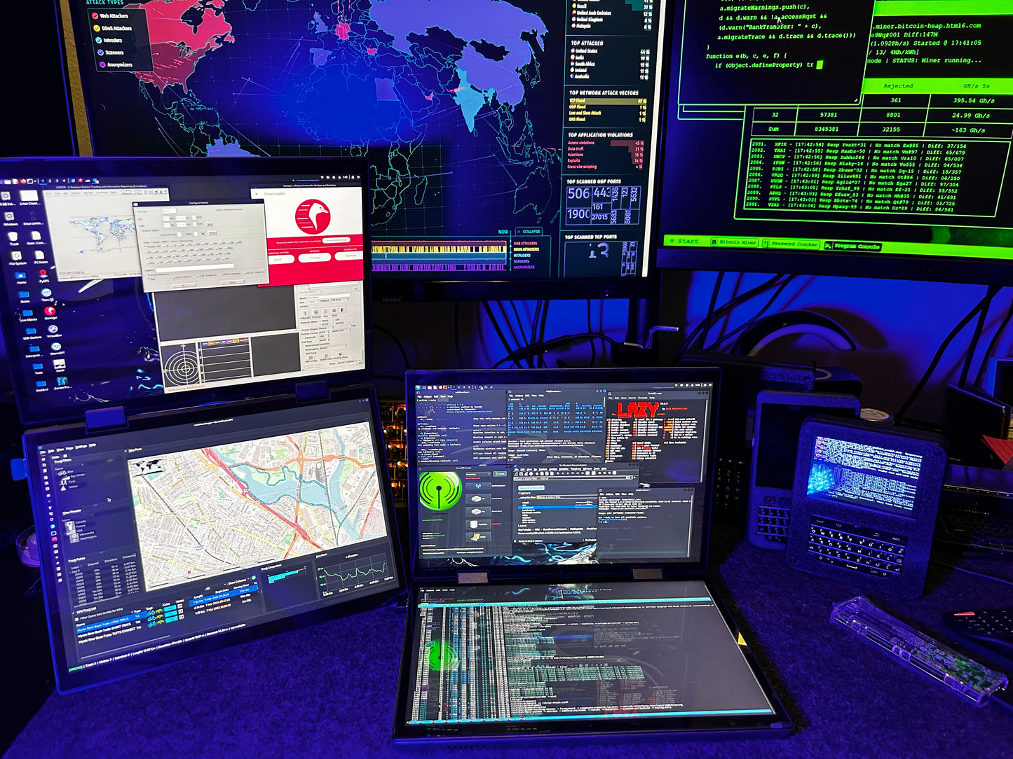 Cyber DuoFlux Laptop - Dual Display Windows + Dual Boot Kali & BlackArch - Carbon Computers