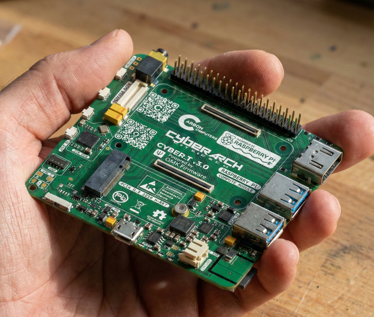 (Pre-Order) CM5 AIO Board – Compact Carrier with BMS – Carbon Computers