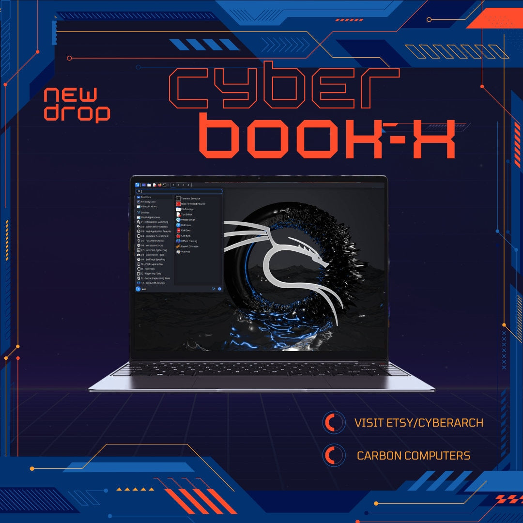 Cyber Book X Laptop with Win + Dual Boot Kali & BlackArch